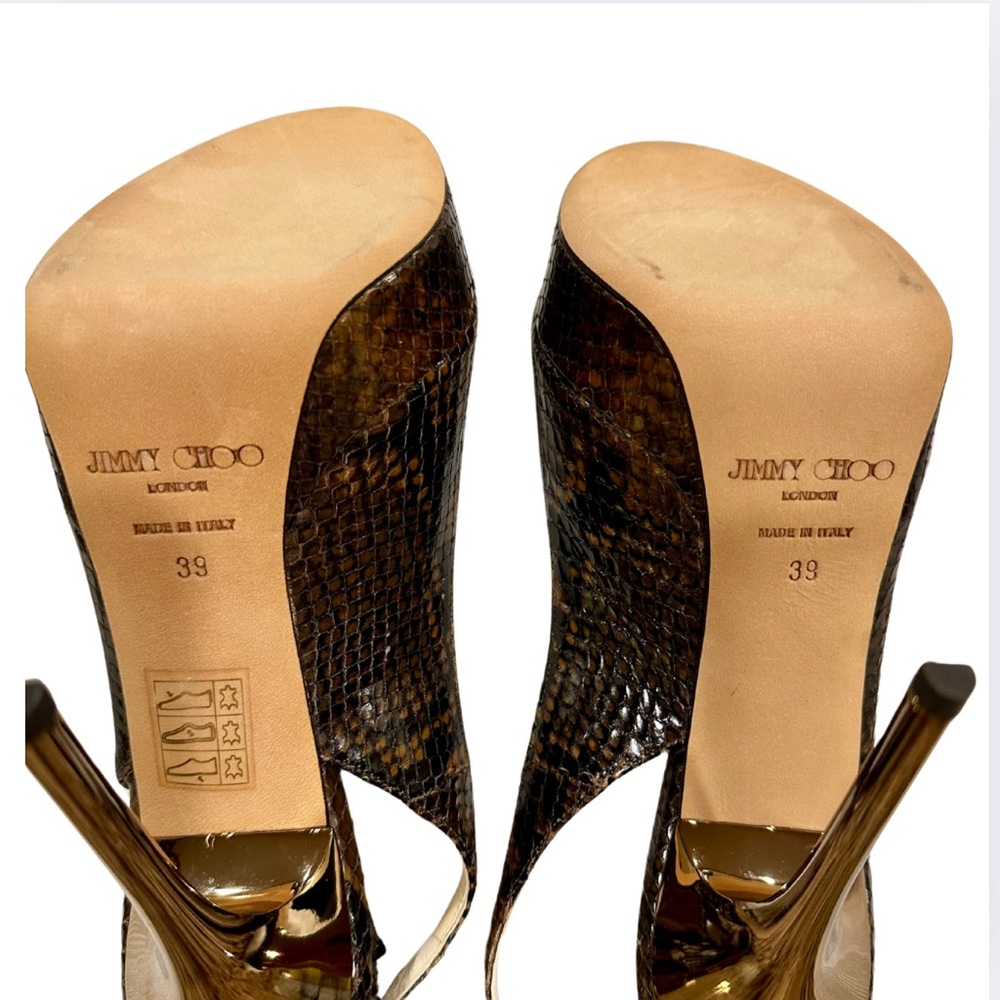 Perfect Condition Jimmy Choo Snakeskin Black/ Brown Slingback with Gold Heel. - Picture 6 of 7